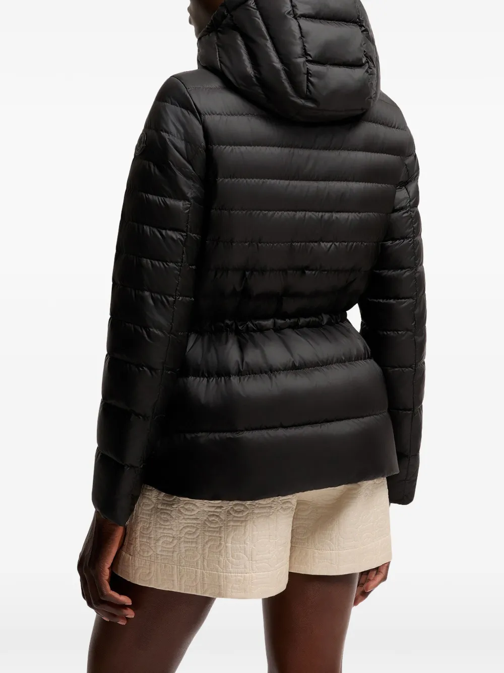 Moncler Raies gewatteerd jack met capuchon Zwart