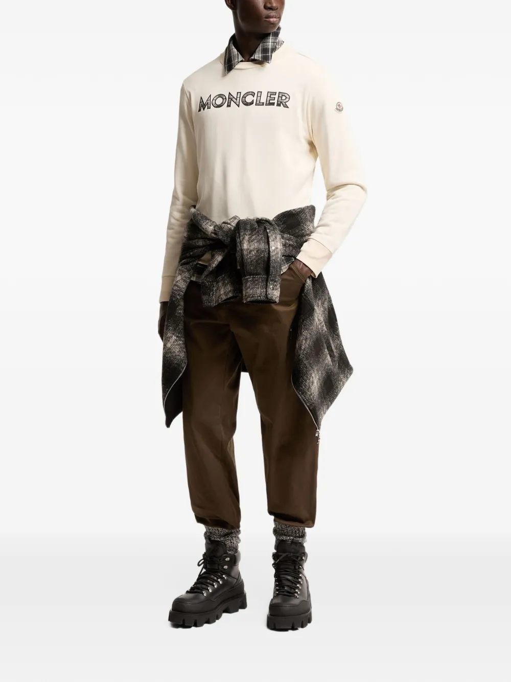Moncler Sweater met logoprint Beige