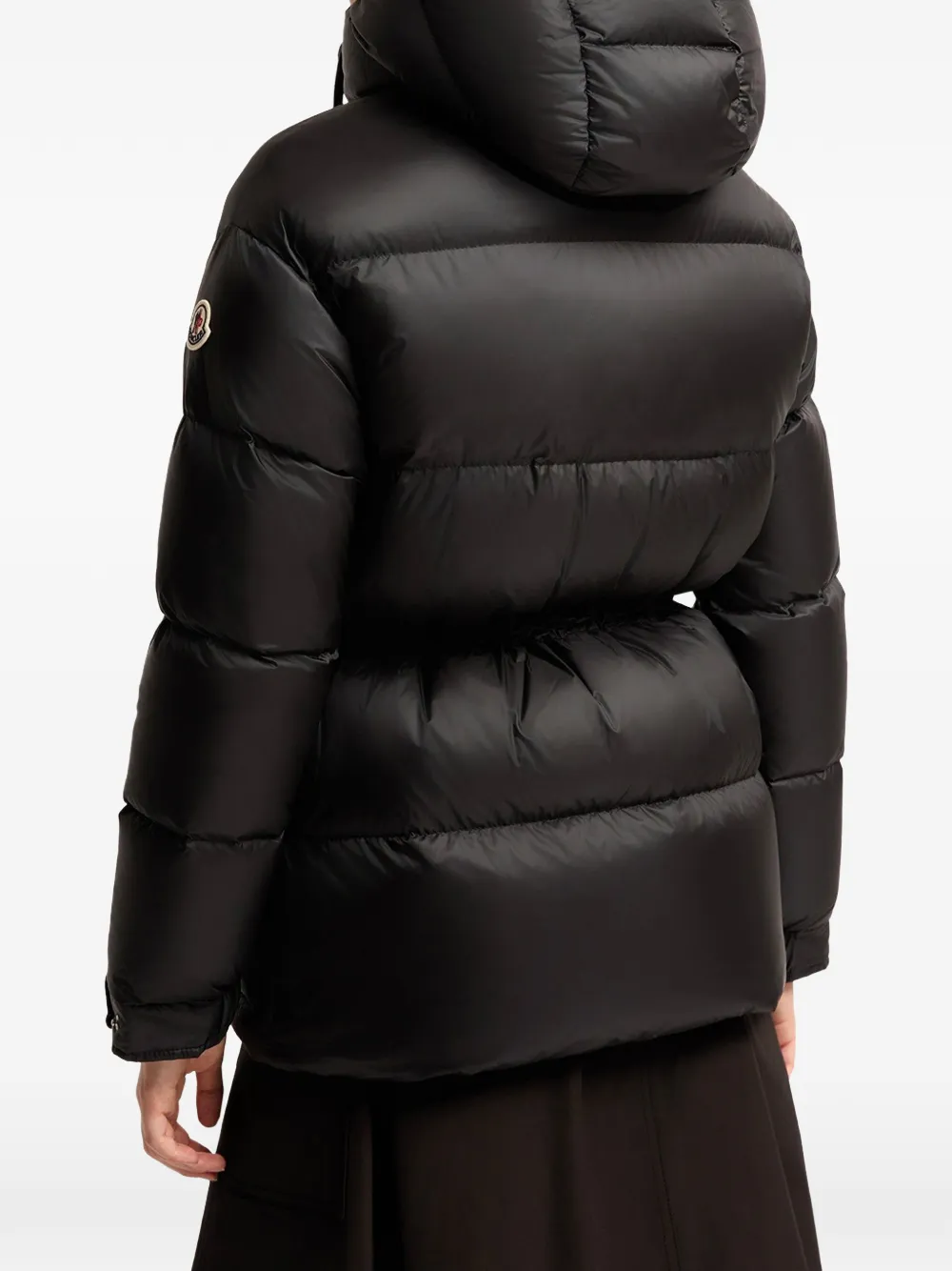 Moncler Sesie midi-donsjack met capuchon Zwart
