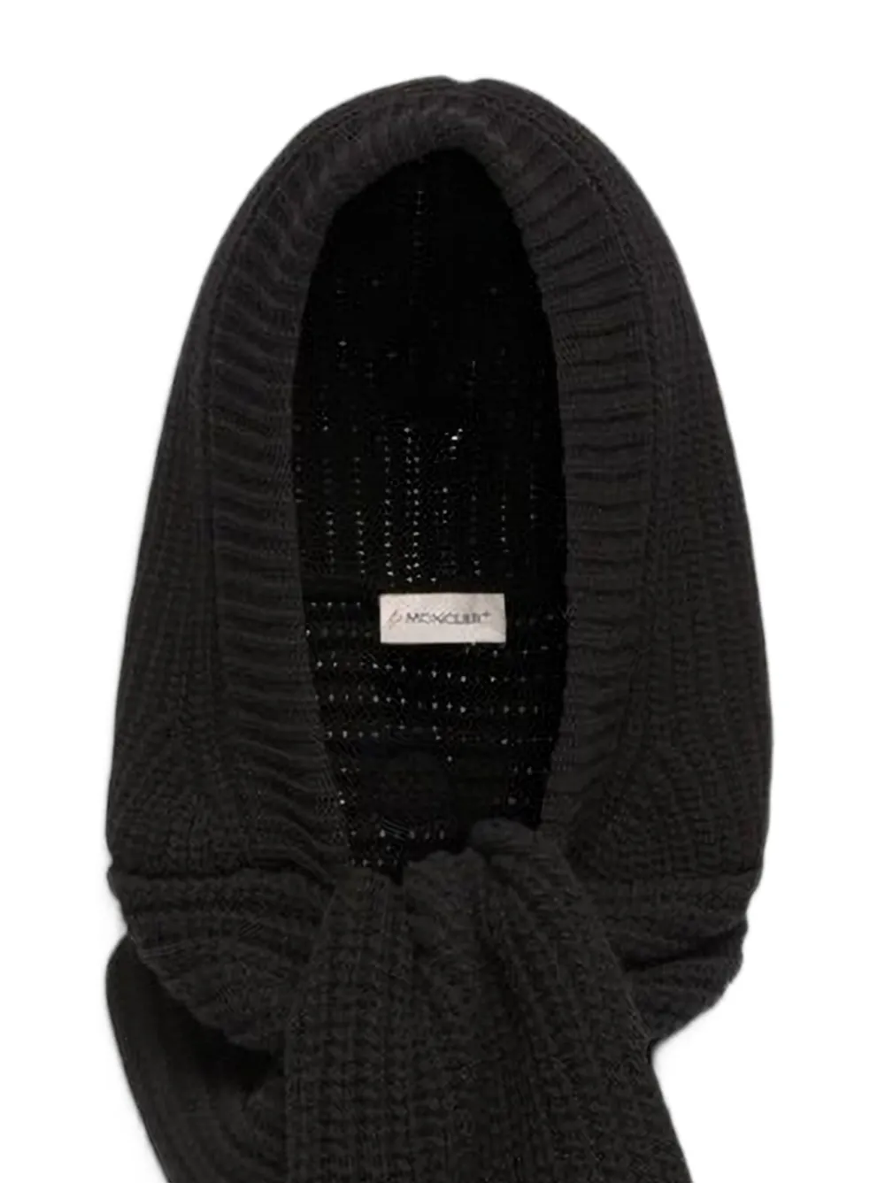 Moncler Ribbed-knit Hooded Scarf in Black, view 2