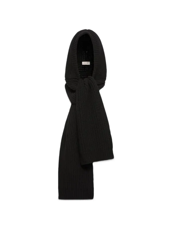 Moncler Ribbed-knit Hooded Scarf in Black