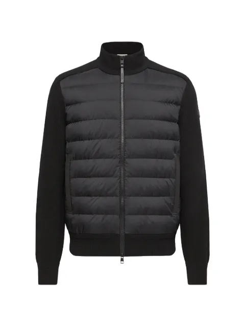 Moncler quilted leather-trim cardigan