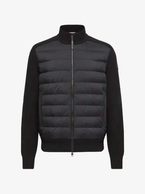 Moncler quilted leather-trim cardigan