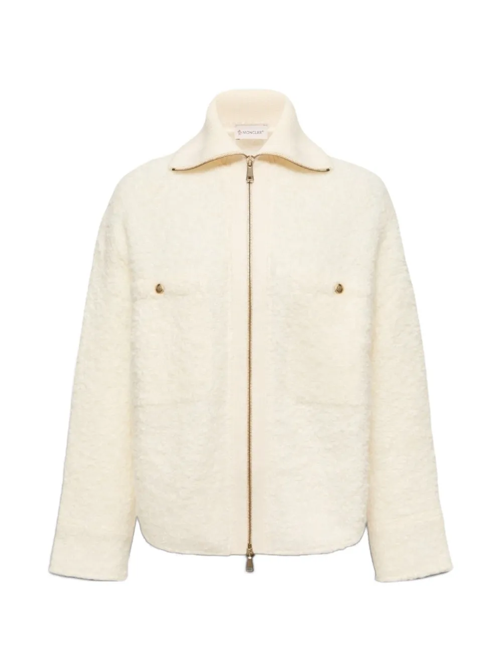 Moncler bouclé-texture zip-up jacket