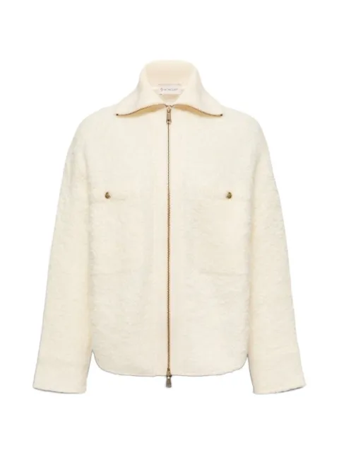 Moncler bouclé-texture zip-up jacket