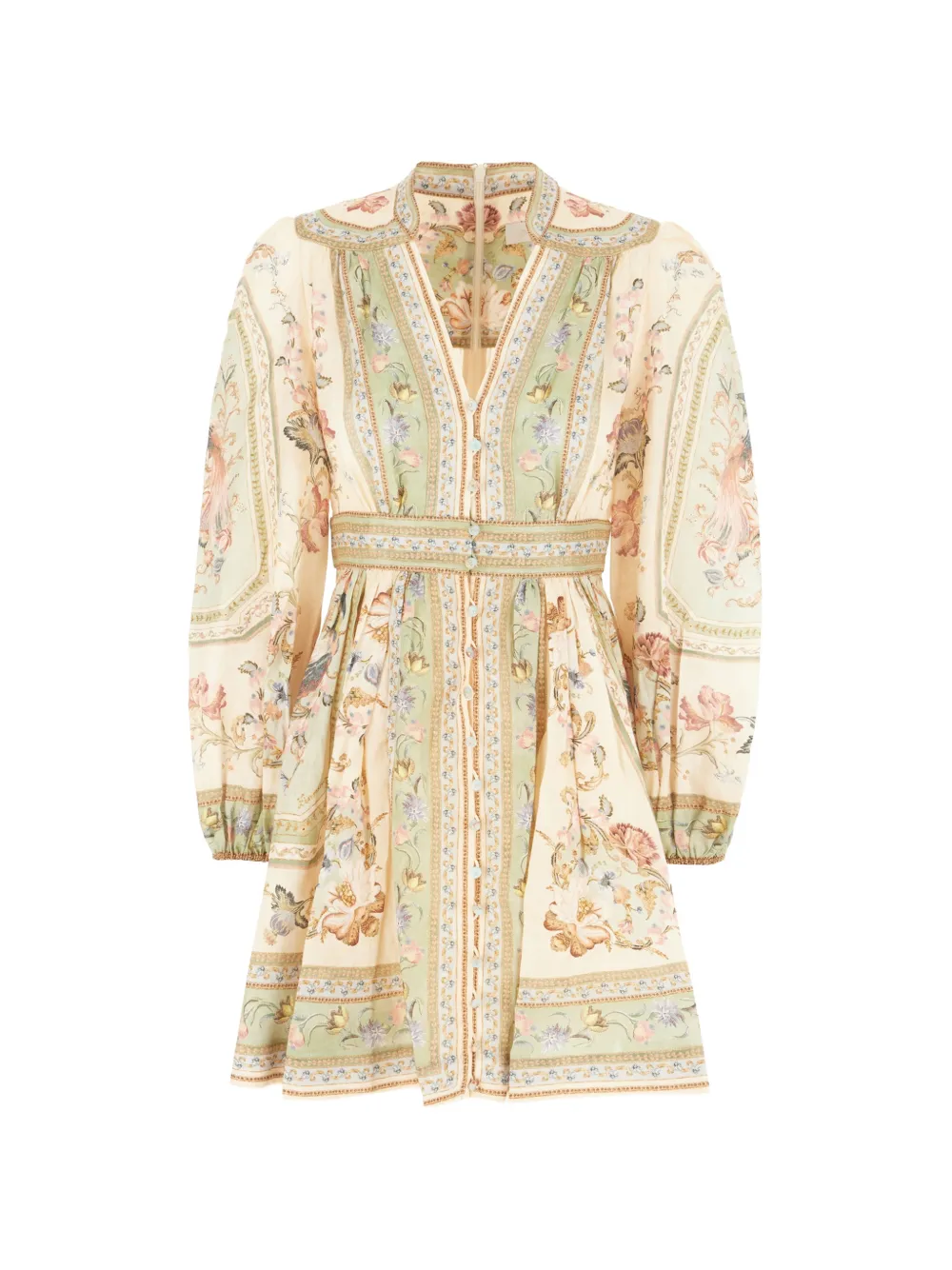 ZIMMERMANN Roselight Plunge linen mini dress - Neutrals