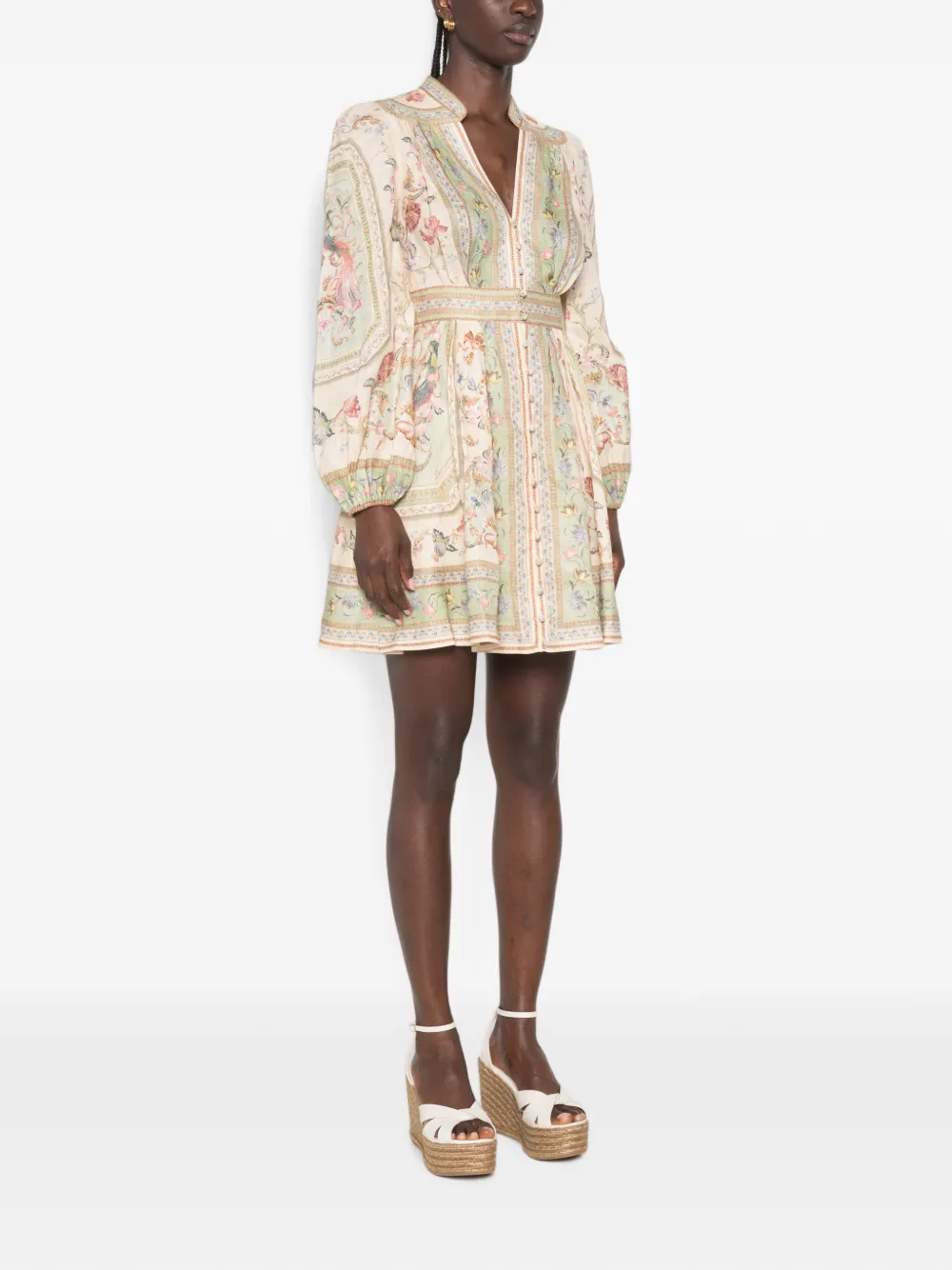 ZIMMERMANN Roselight mini-jurk met bloemenprint Beige