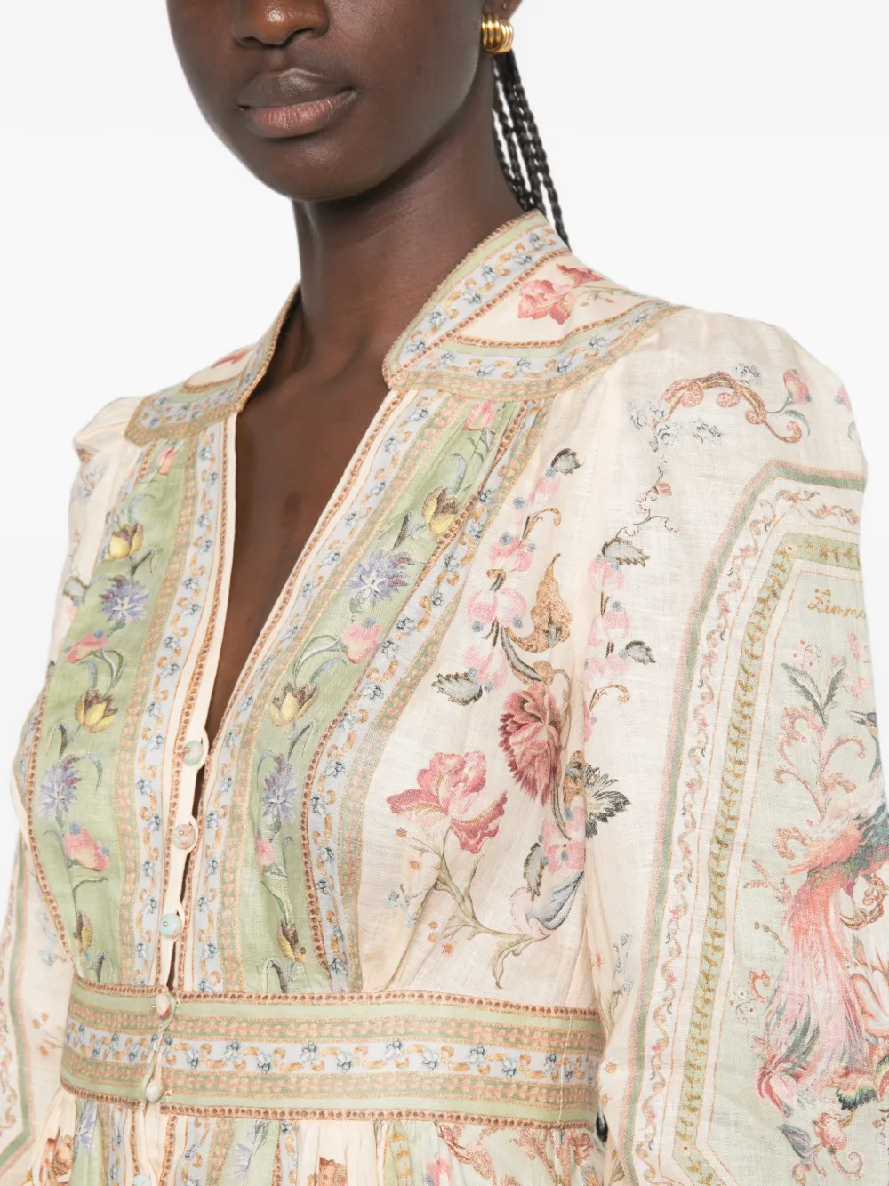 ZIMMERMANN Roselight mini-jurk met bloemenprint Beige