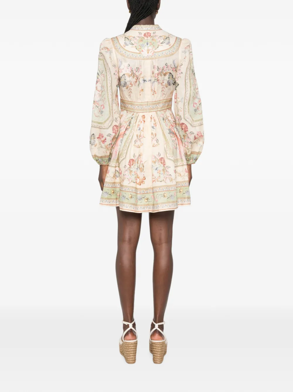 ZIMMERMANN Roselight mini-jurk met bloemenprint Beige