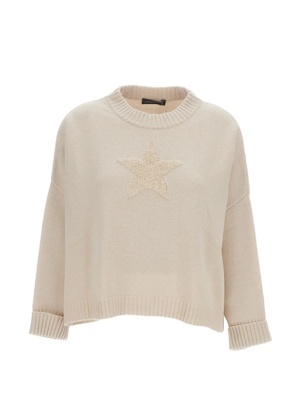 Lorena Antoniazzi star-intarsia crew-neck sweater - Nude