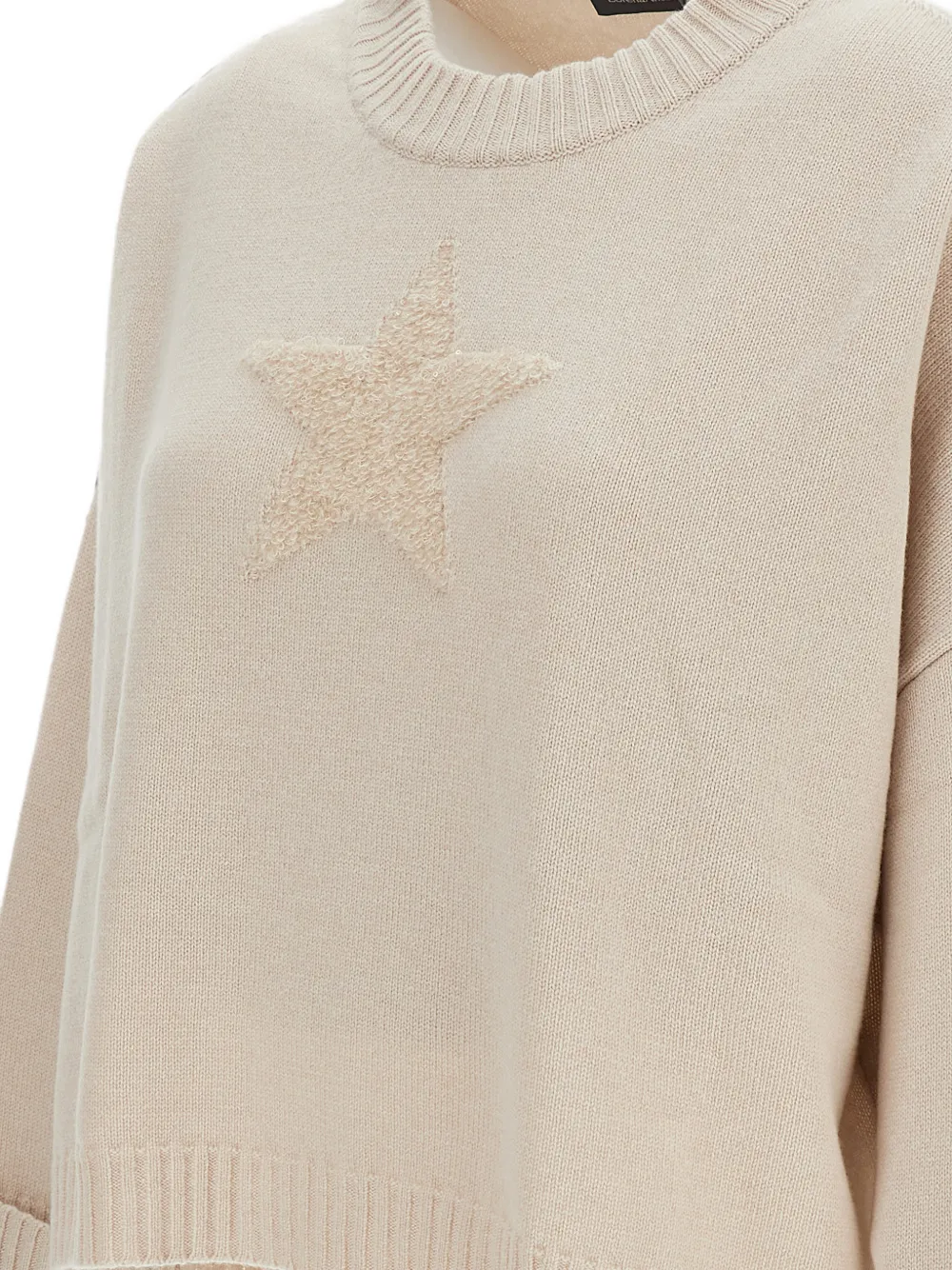 Lorena Antoniazzi Trui met ronde hals en ster-intarsia Beige
