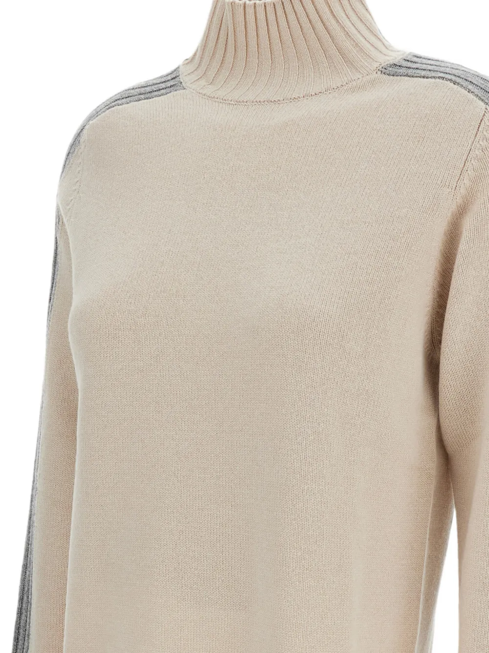 Lorena Antoniazzi Sweater met gestreept detail en hoge hals Beige