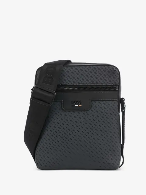 monogram-pattern zip-fastening messenger bag