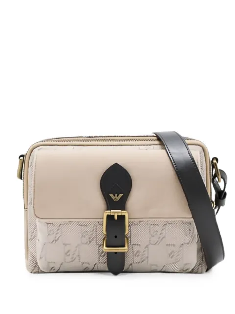 Emporio Armani logo-print buckle-detail messenger bag