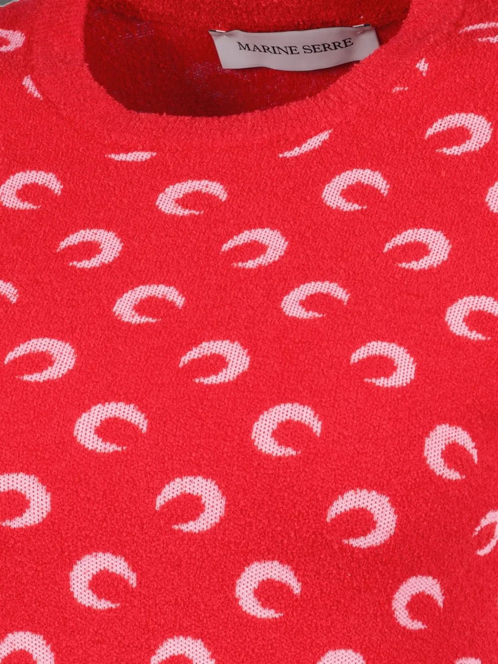 Marine Serre Moon Bouclette T-shirt van biologisch katoen met ronde hals en jacquard Rood