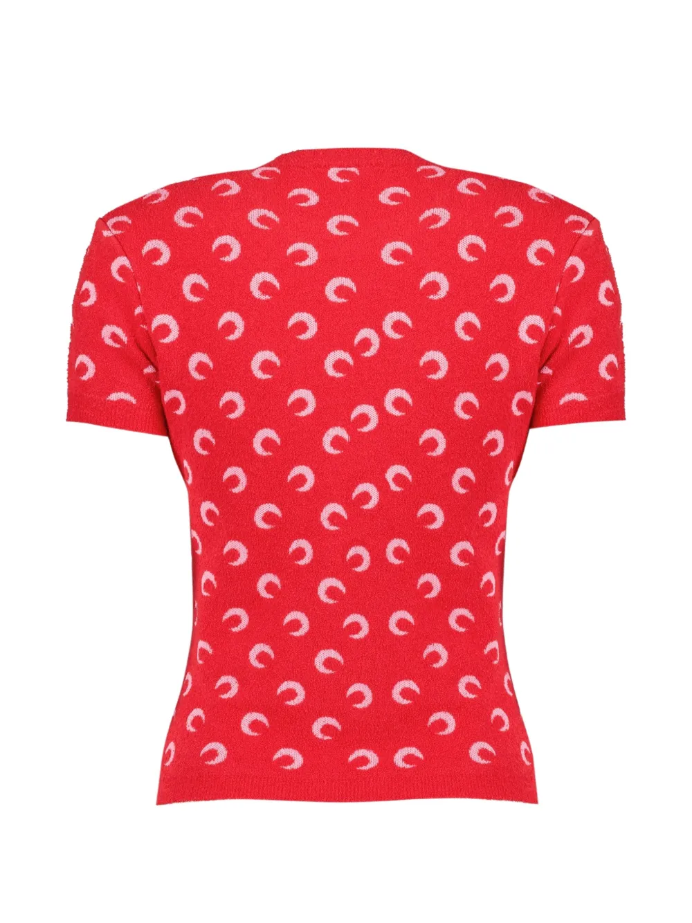Marine Serre Moon Bouclette T-shirt van biologisch katoen met ronde hals en jacquard Rood