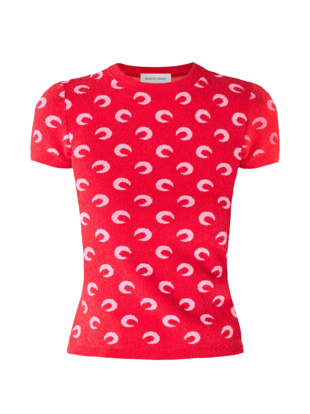 Marine Serre moon jacquard bouclette crewneck T-shirt organic-cotton