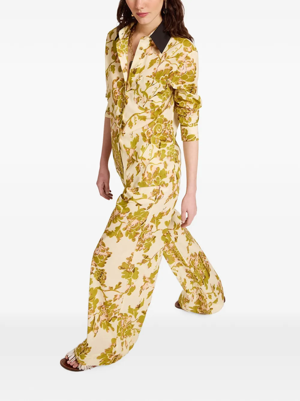 La DoubleJ Blouse met bloemenprint Beige