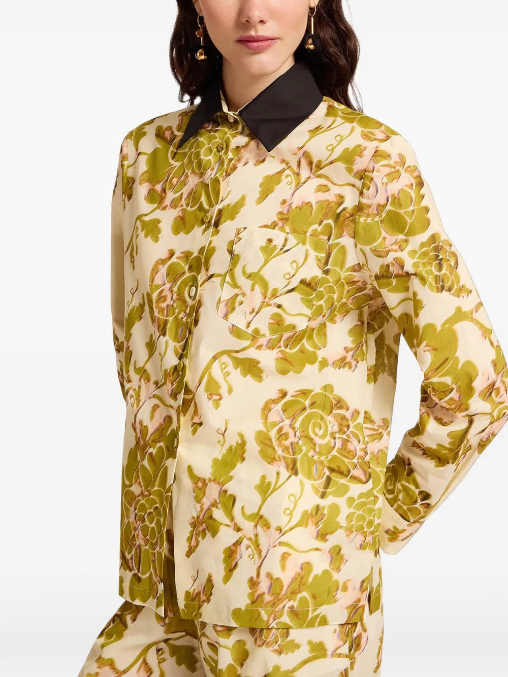 La DoubleJ Blouse met bloemenprint Beige