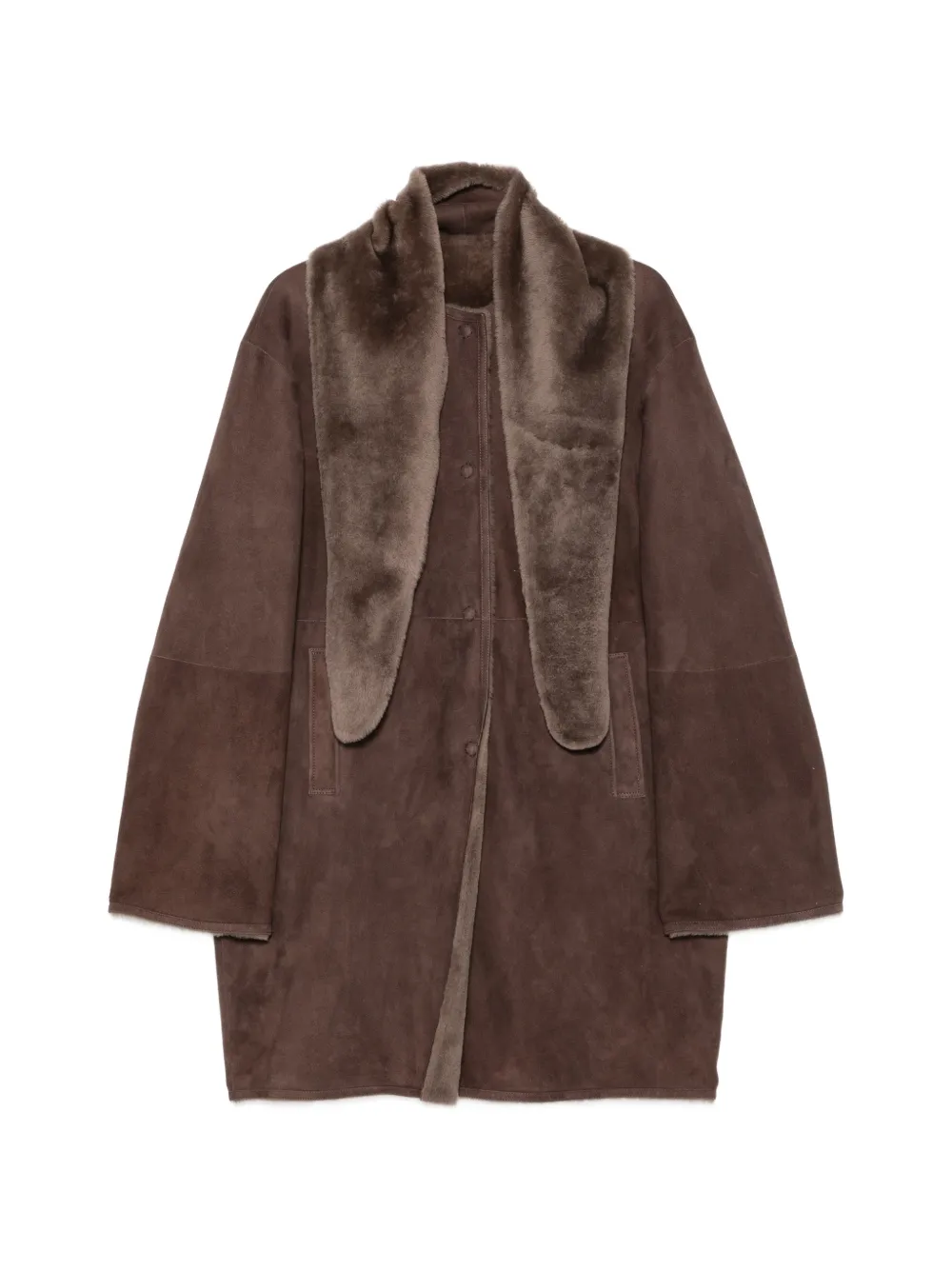 Manzoni 24 shearling-collar coat - Marrone