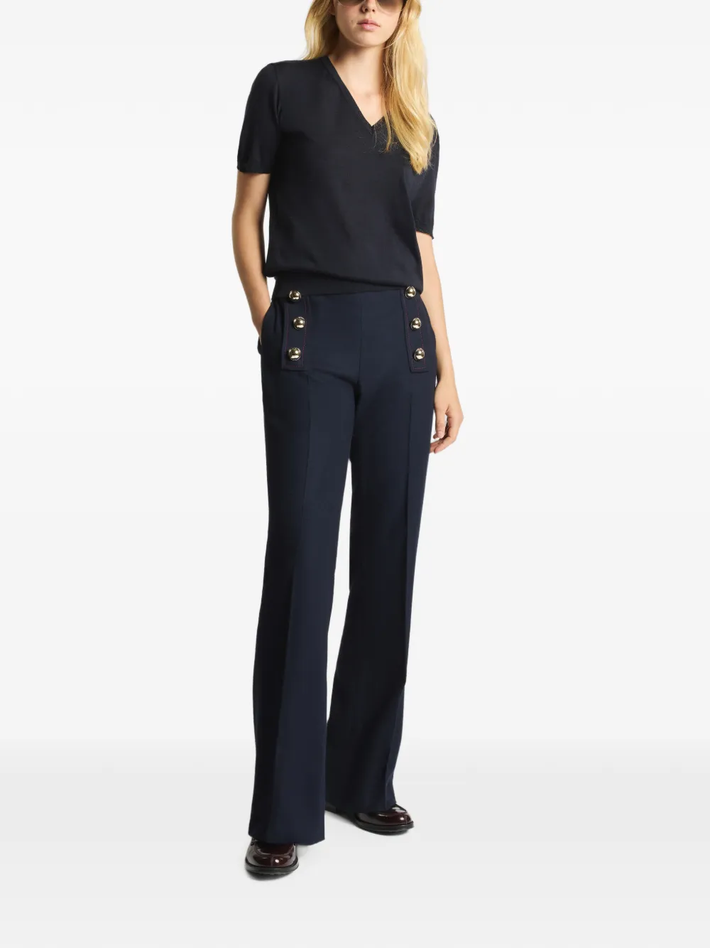 Fay T-shirt met V-hals Blauw