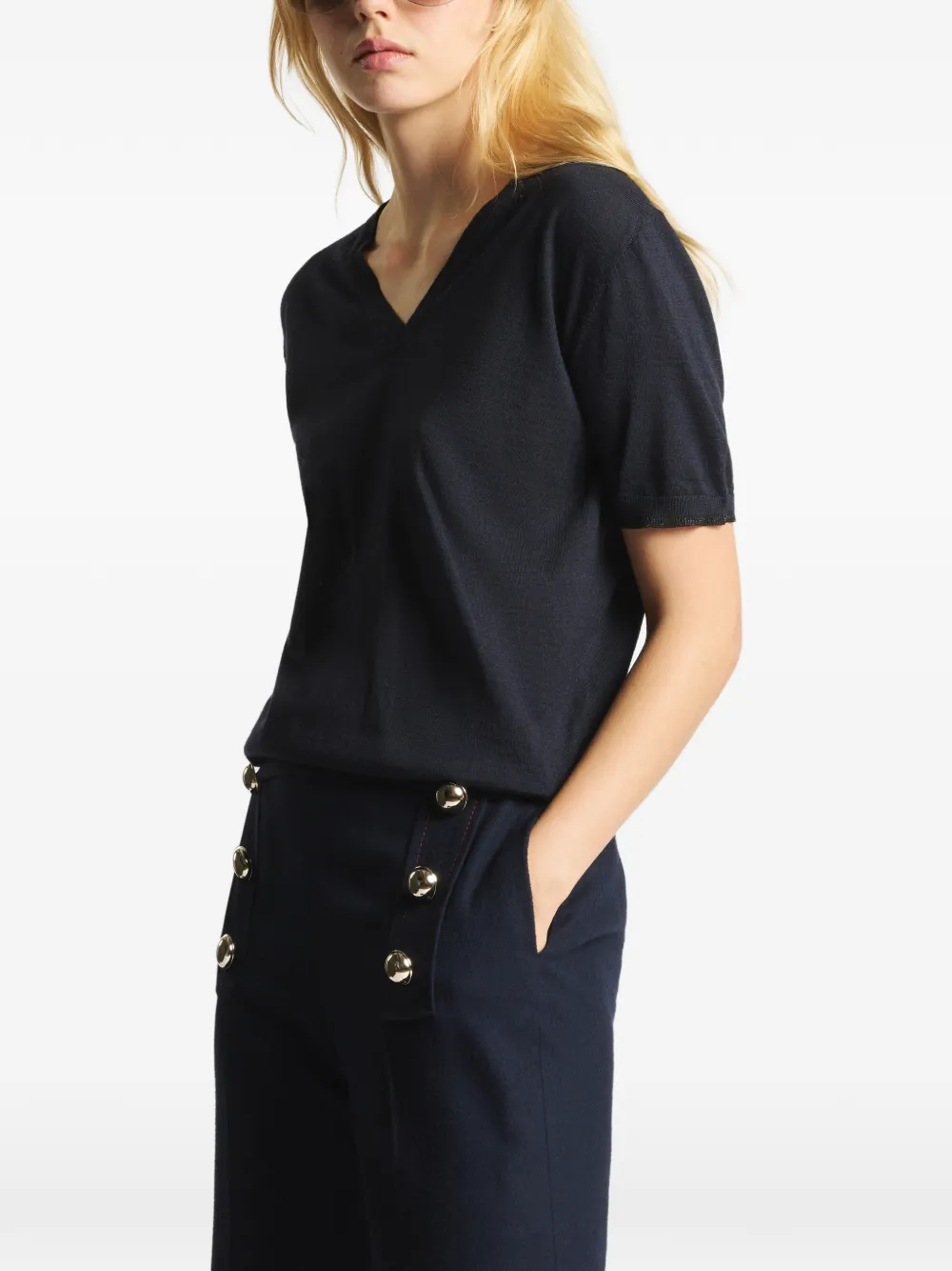 Fay T-shirt met V-hals Blauw