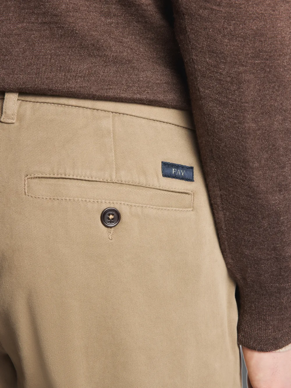 Fay Broek met omgeslagen pijpen Beige