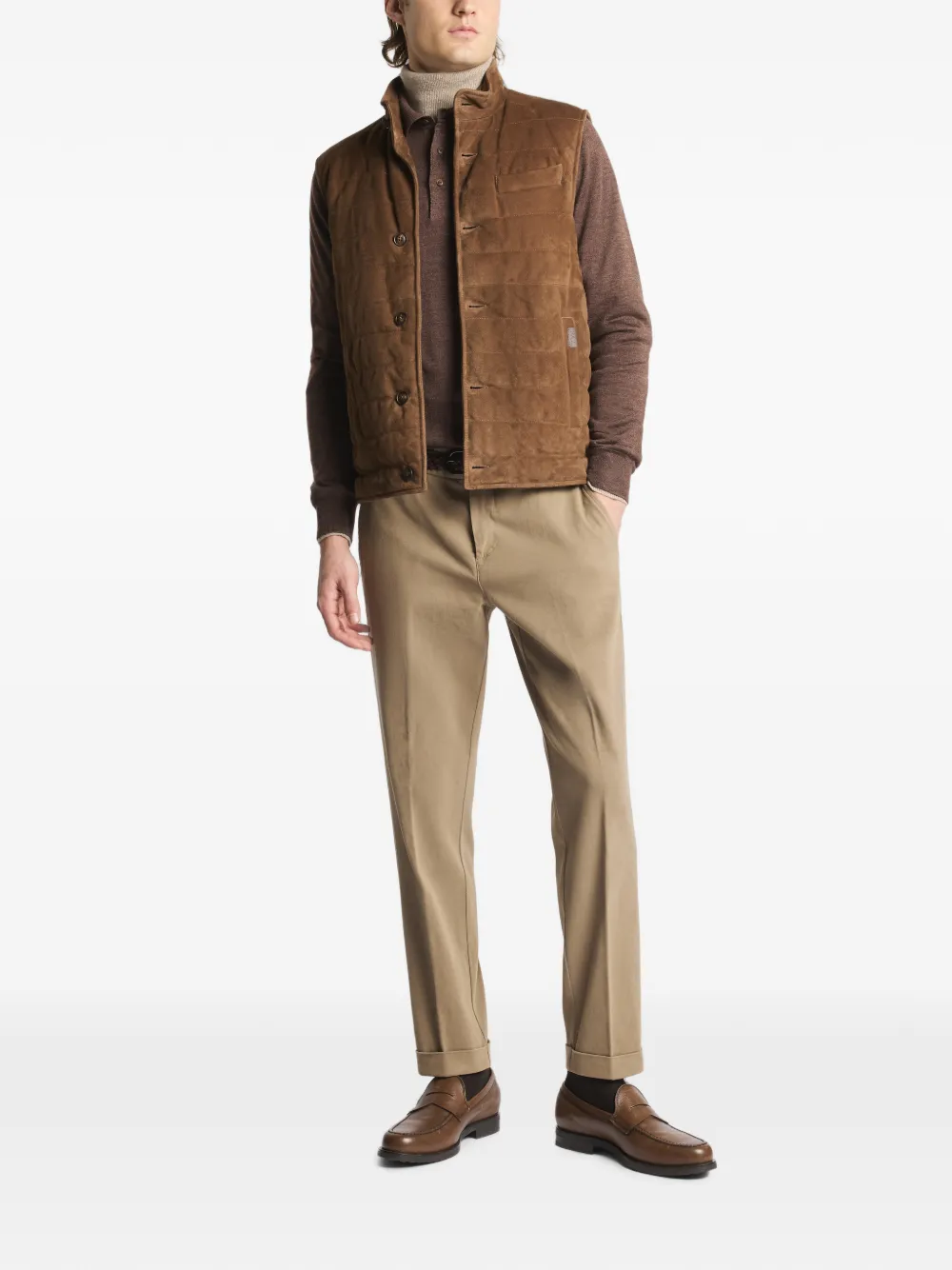 Fay Broek met omgeslagen pijpen Beige