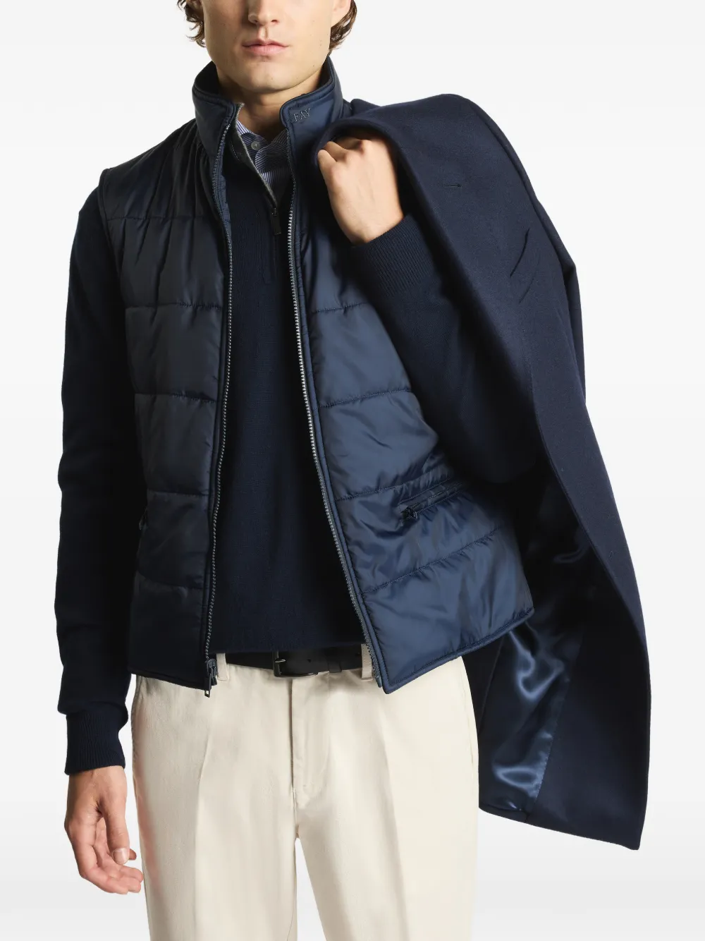 Fay Double Coat jas met bodywarmer Blauw