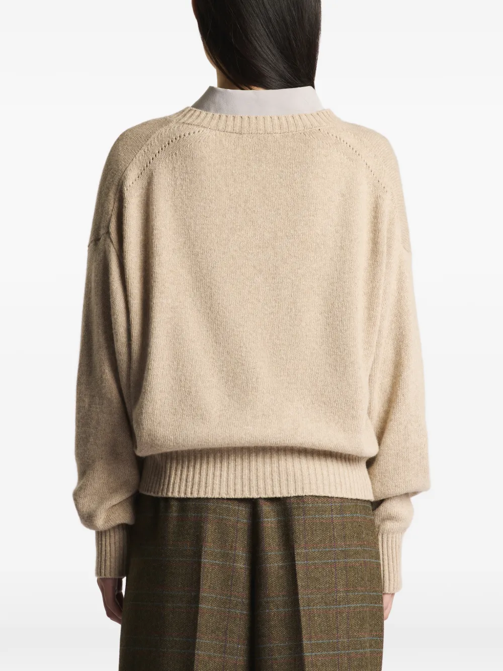Fay logo-plaque crew-neck sweater Beige