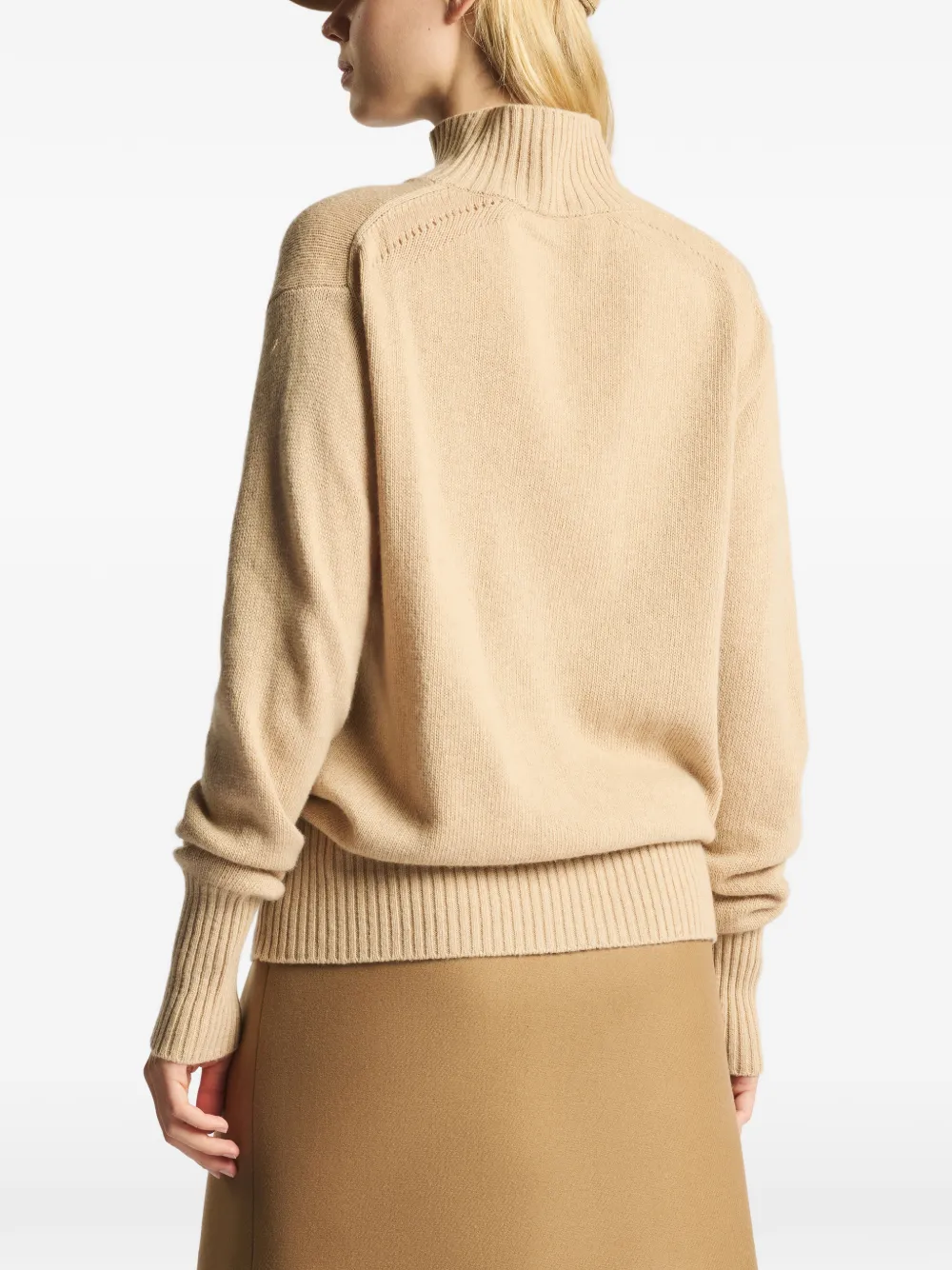Fay Trui met hoge hals en geribbelde afwerking Beige