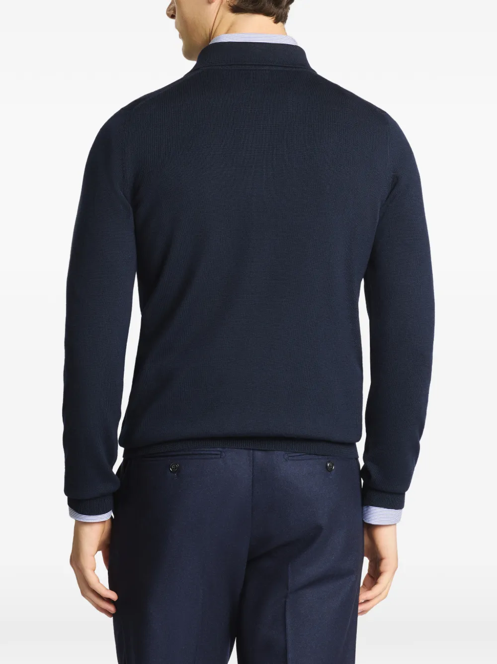 Fay long-sleeve polo-collar sweater Blauw
