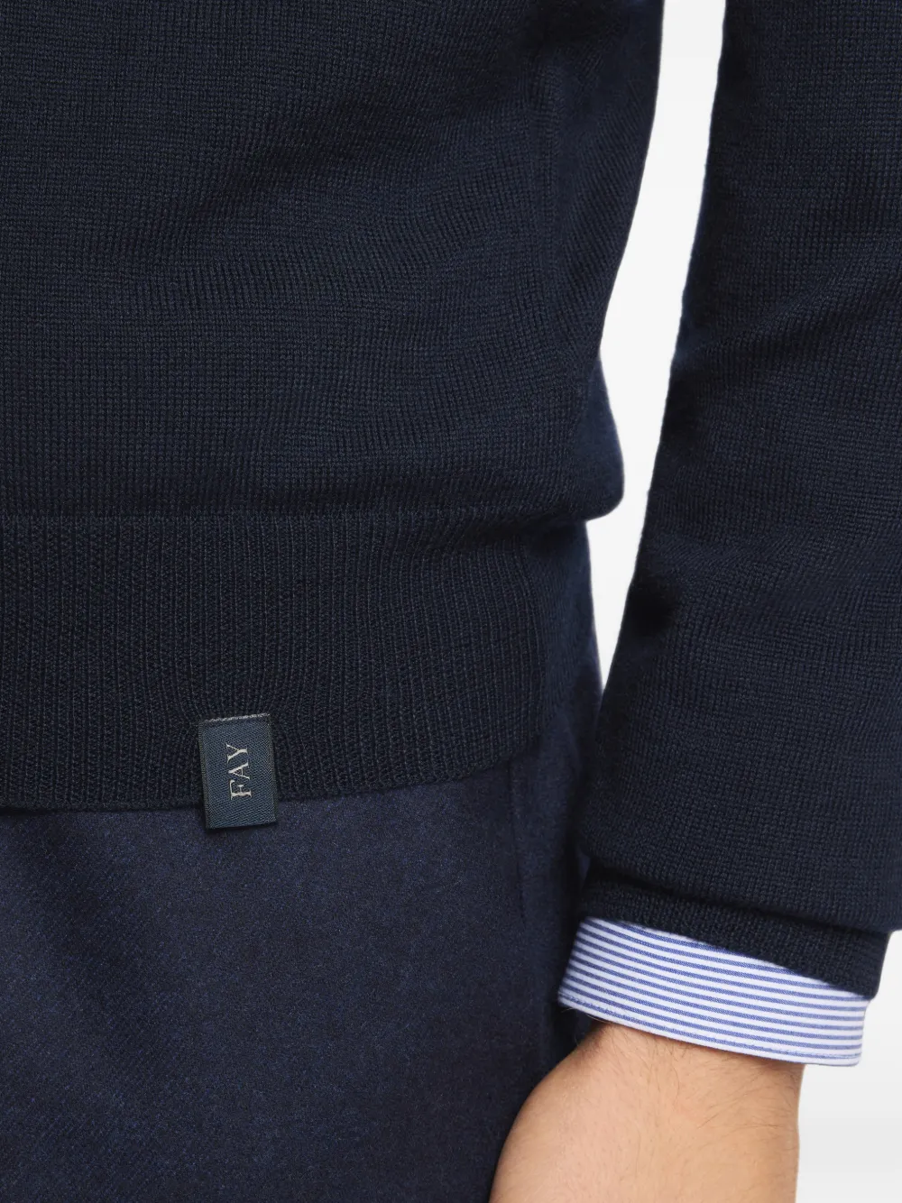 Fay long-sleeve polo-collar sweater Blauw