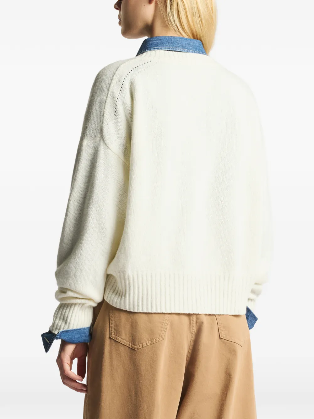 Fay Trui met logoplakkaat en ronde hals Beige