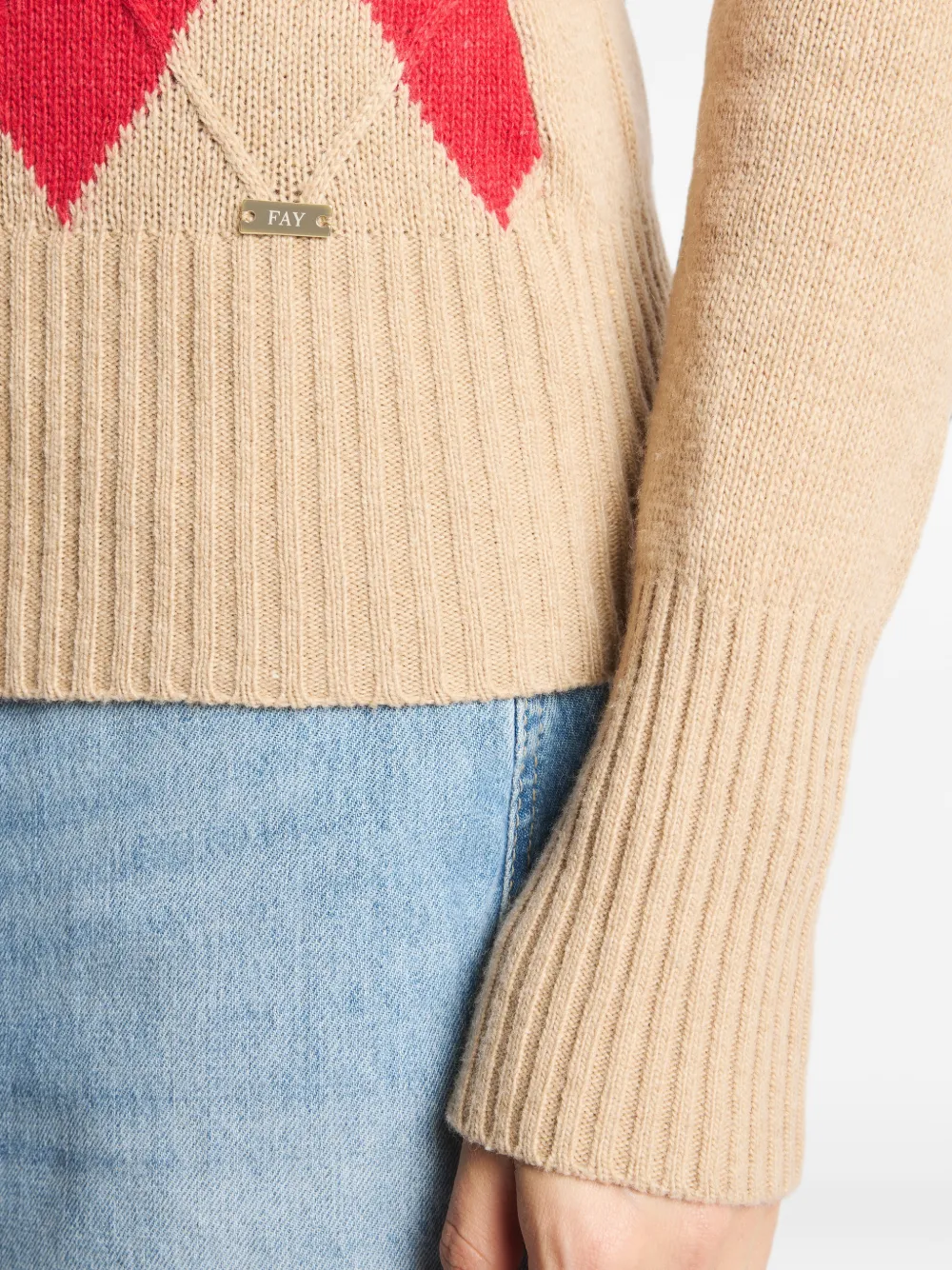 Fay Argyle-pattern Cable-knit Sweater In Neutrals