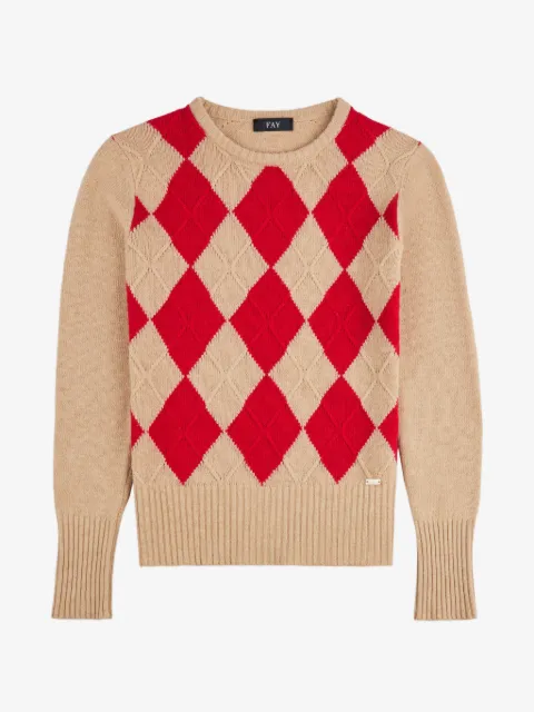 Fay argyle-pattern cable-knit sweater