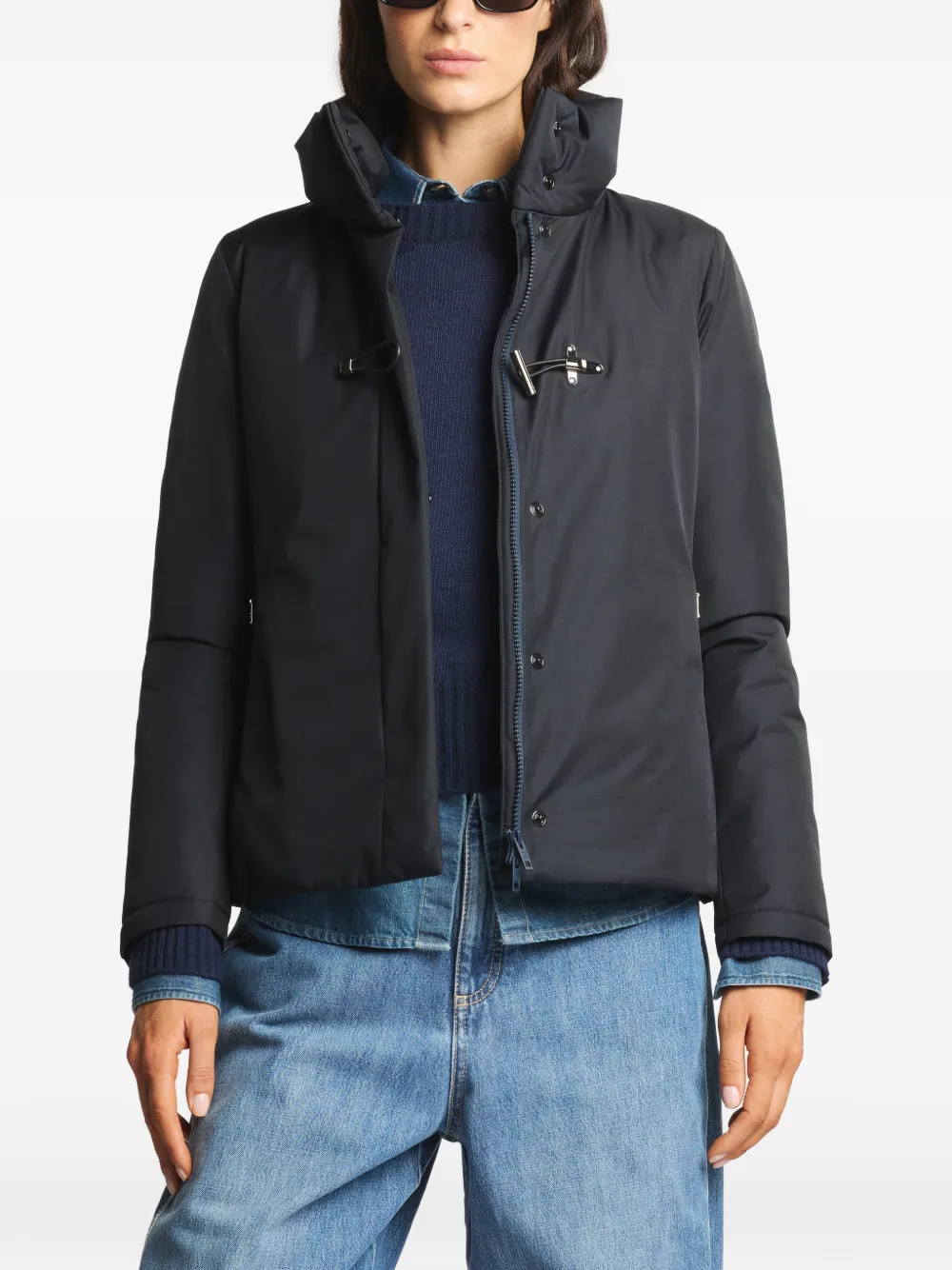 Fay toggle-fastening high-neck jacket Zwart