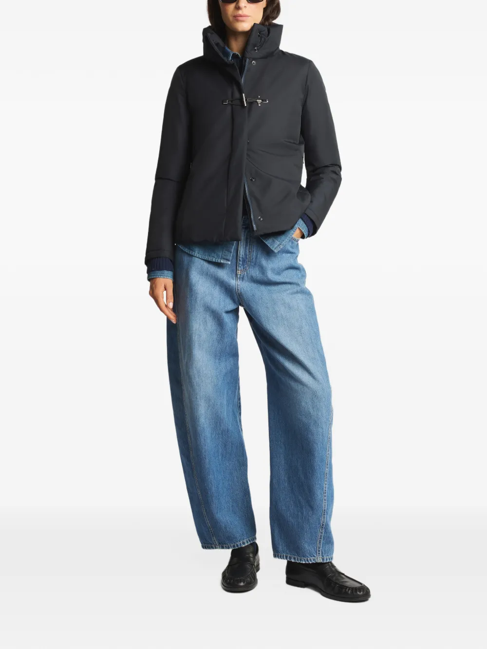 Fay toggle-fastening high-neck jacket Zwart