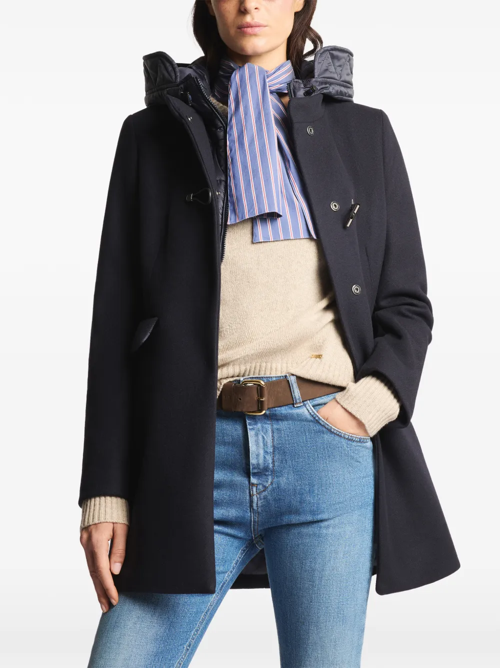 Fay toggle-fastening hooded coat Zwart