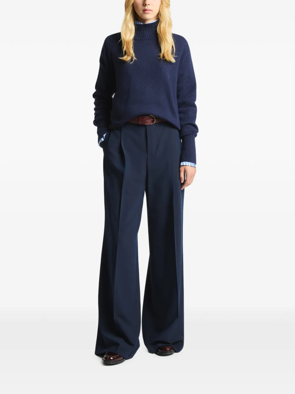 Fay Plooibroek met wijde pijpen Blauw