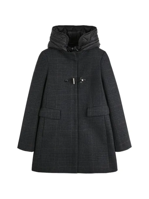 Fay toggle-fastening check-pattern coat
