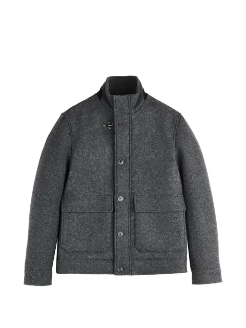 Fay herringbone-pattern hook-fastening coat