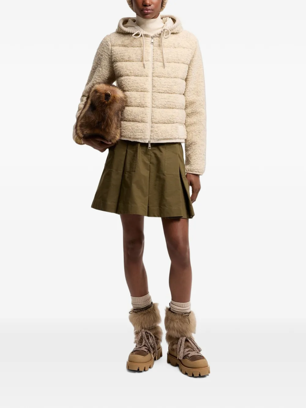Moncler Gewatteerd jack met capuchon Beige