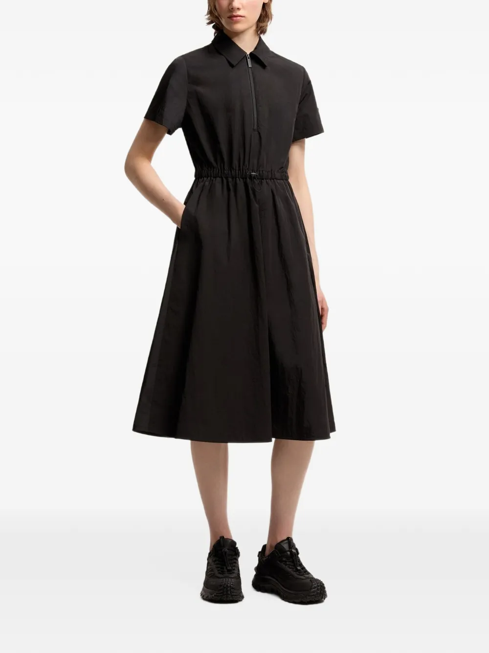 Moncler Midi-jurk met trekkoordtaille en rits Zwart