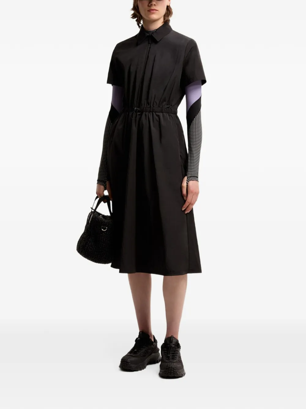 Moncler Midi-jurk met trekkoordtaille en rits Zwart