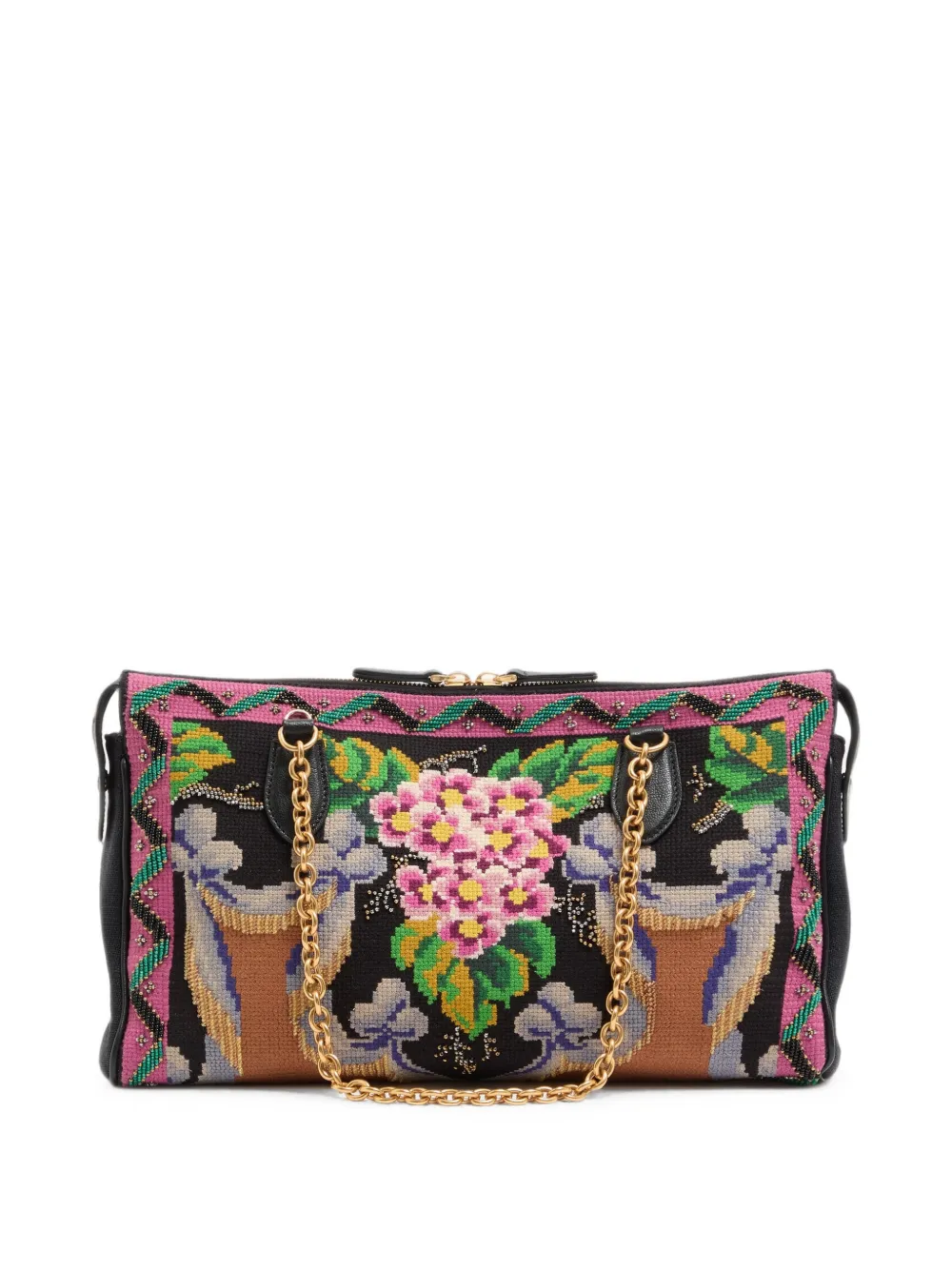 Valentino Garavani Medium Panthea schoudertas met borduurwerk Zwart