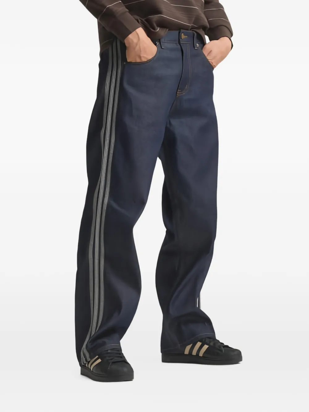 adidas Firebird jeans met zijstreep Blauw