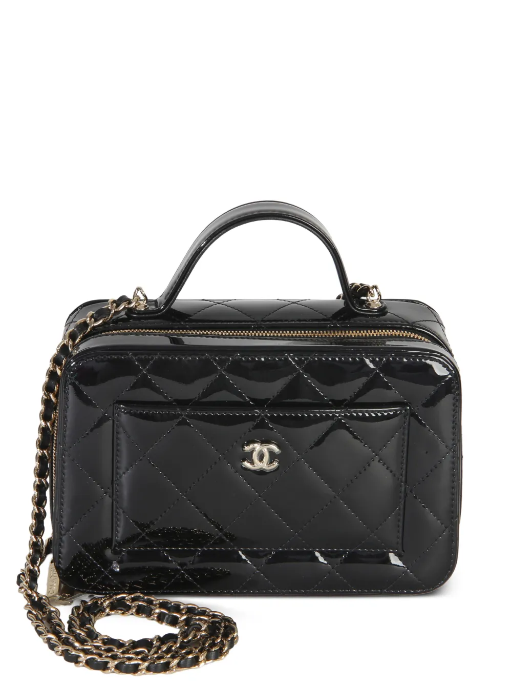 CHANEL Pre-Owned 2021-2025 medium quilted patent vanity bag - Black