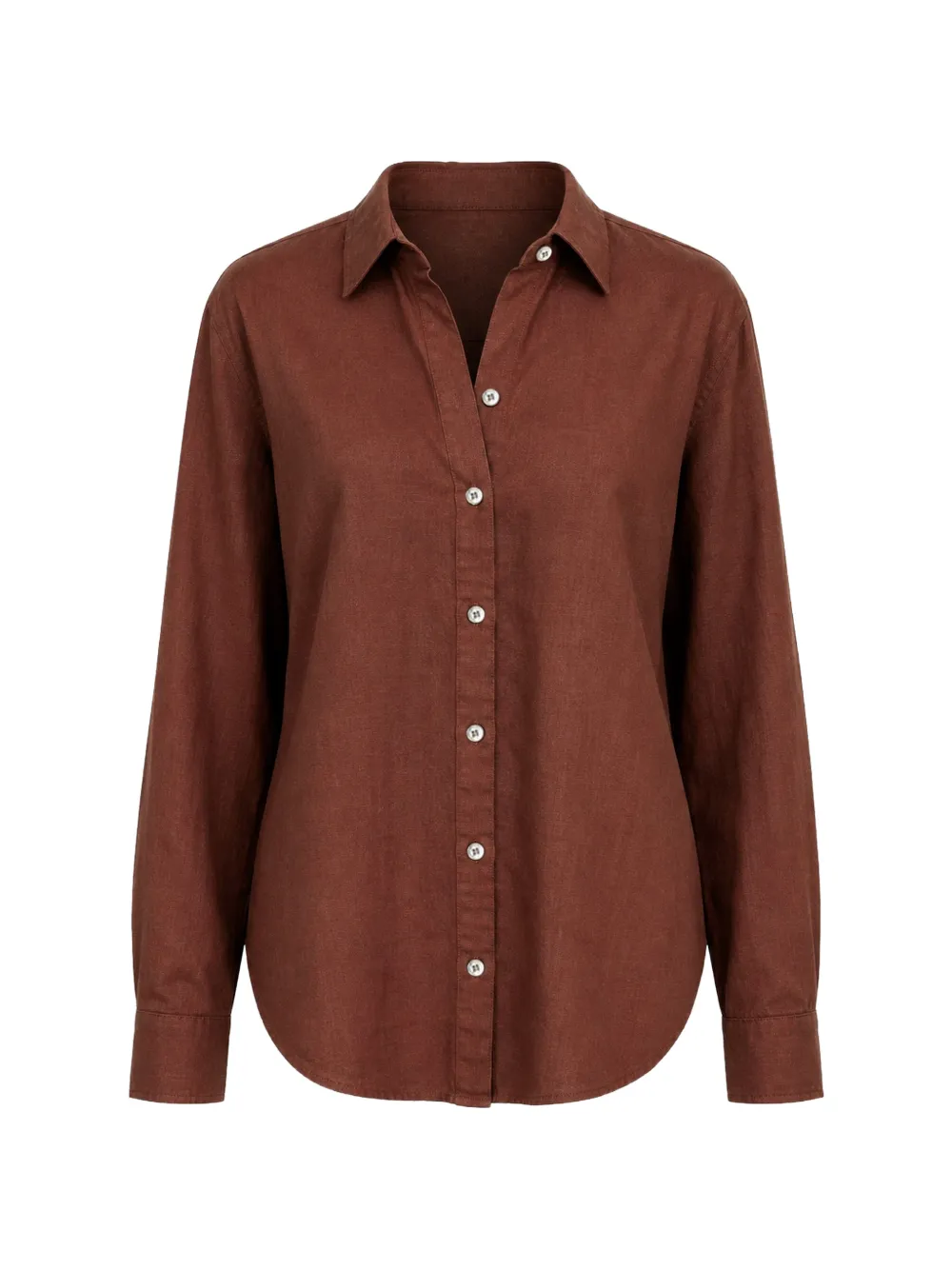 Whitney Linen button-up shirt - Marrone