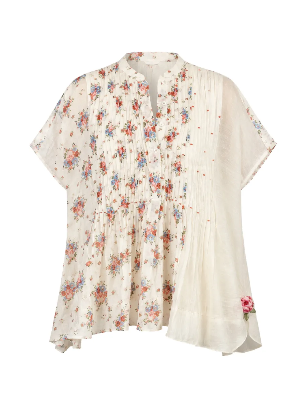Dhaari floral-print pleated shirt - Neutrals